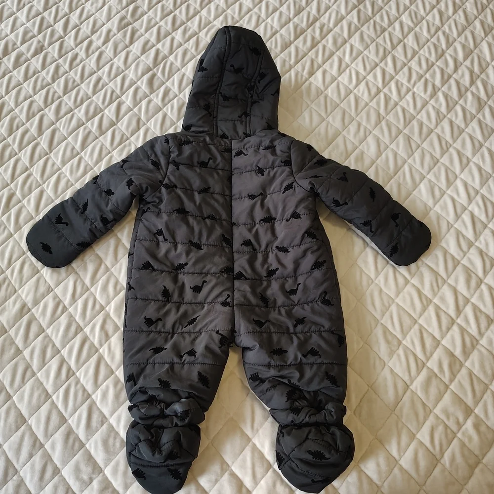 First Impressions Baby Dino Black Snowsuit